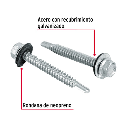 50 Tornillos Hexagonales Punta Broca 14x2 pulg