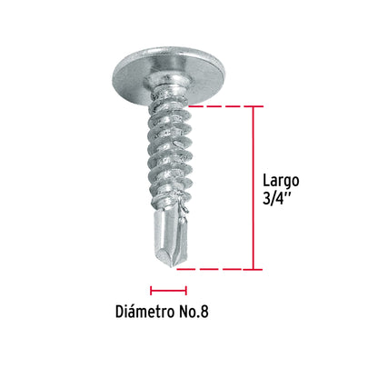 100 Tornillos K-LATH Punta Broca 8x3/4 pulg