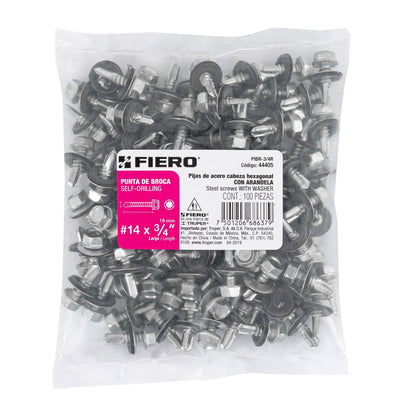 100 Tornillos Hexagonales Punta Broca 14x3/4 pulg