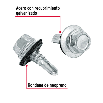 100 Tornillos Hexagonales Punta Broca 14x3/4 pulg