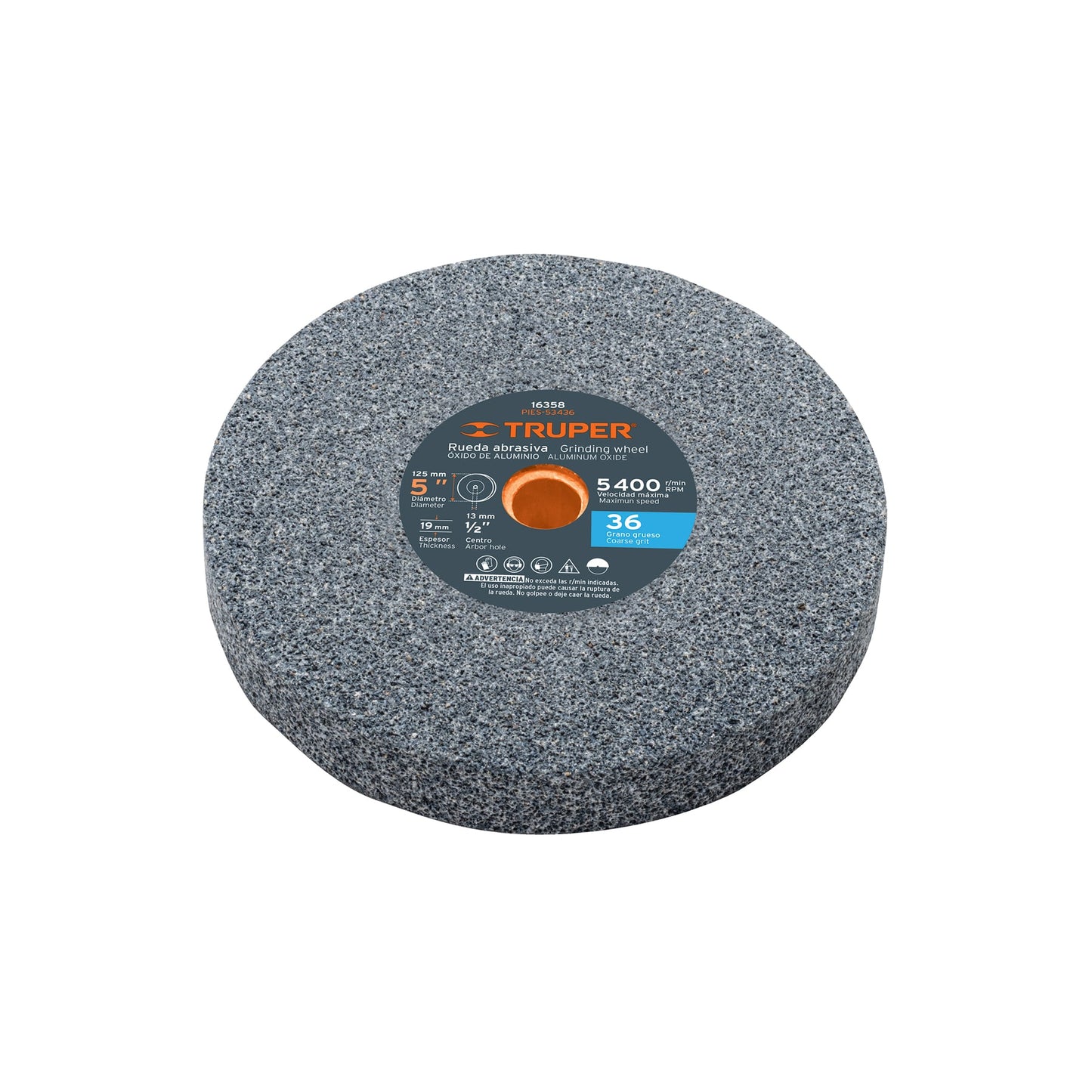 Rueda abrasiva para esmeril de 5" con grano 36