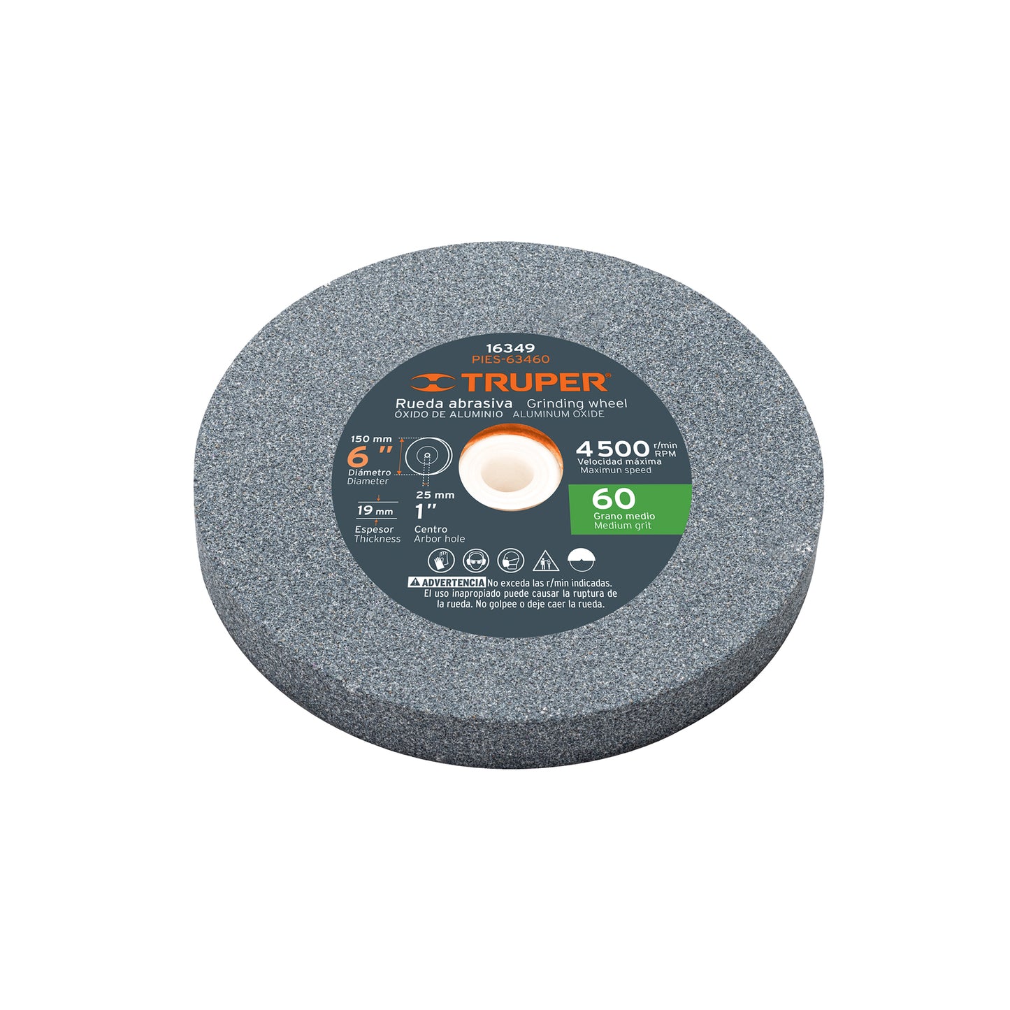 Rueda abrasiva para esmeril de 6" con grano 60