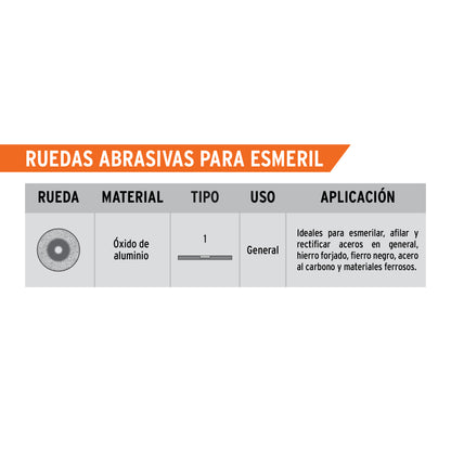 Rueda abrasiva para esmeril de 6" con grano 60