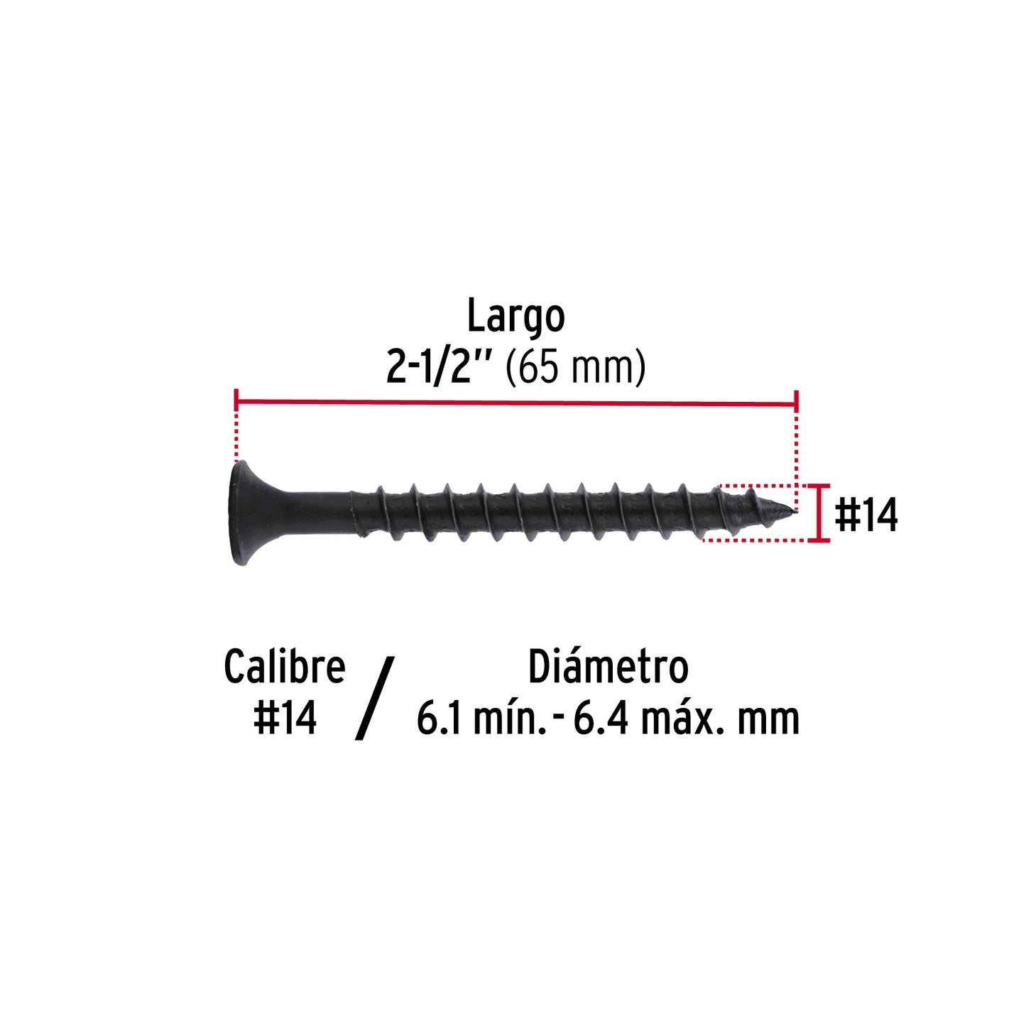 100 Tornillos Multiusos 14 x 2-1/2 pulg