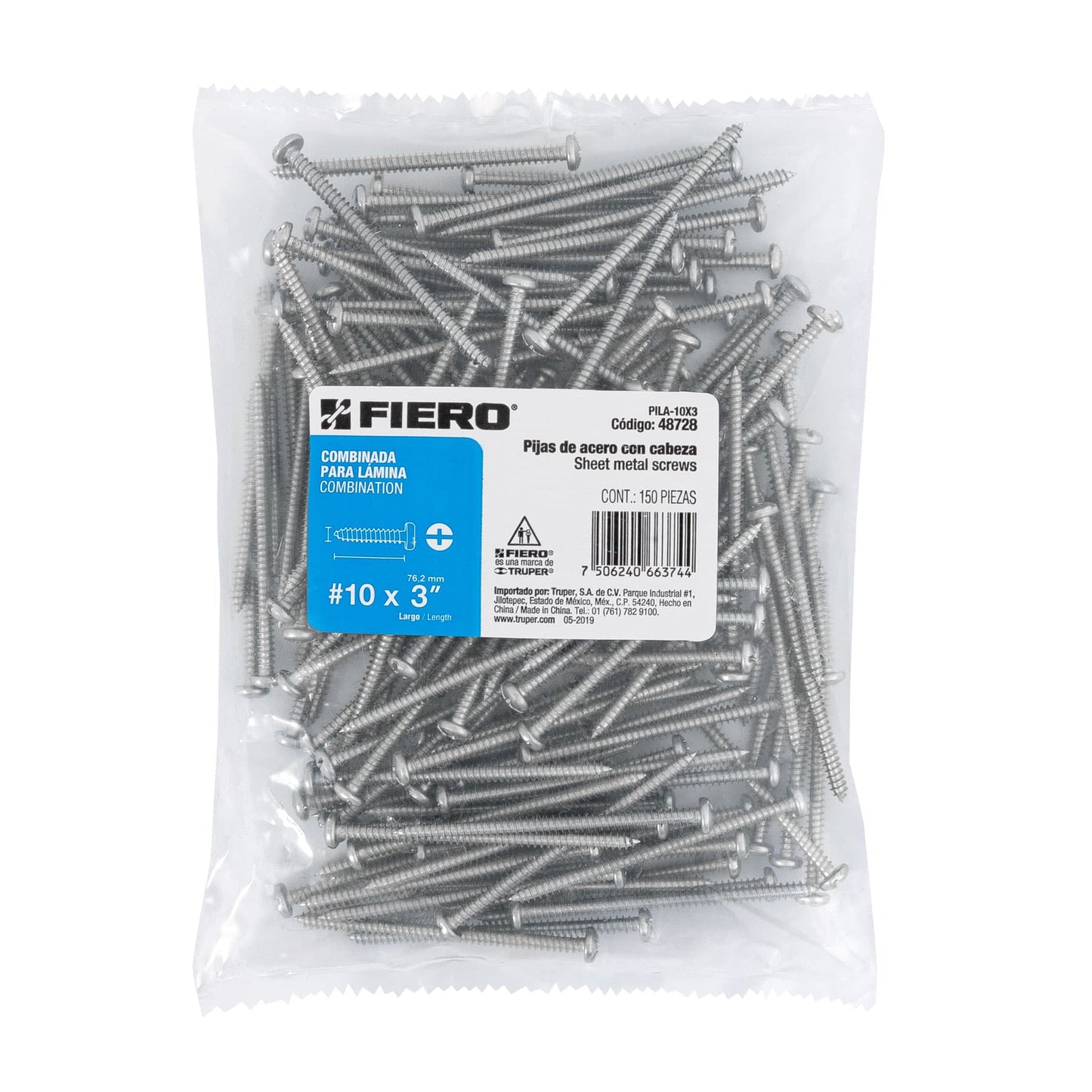 Tornillo gypsum para lamina 10 x 3 pulg