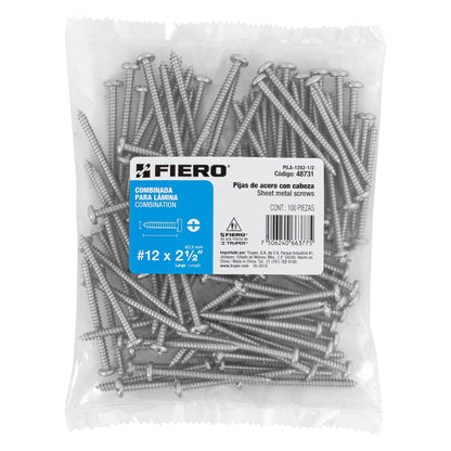 Tornillo gypsum para lamina 12 x 2-1/2 pulg