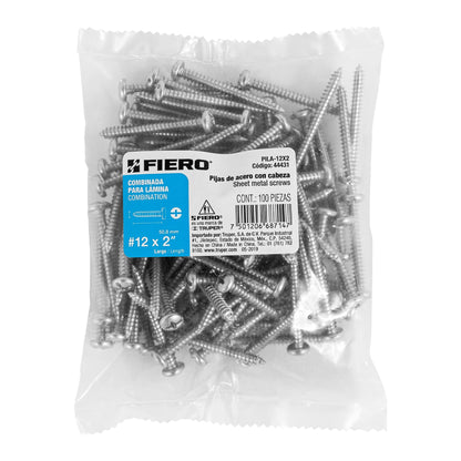 Tornillo gypsum para lamina 12 x 2 pulg