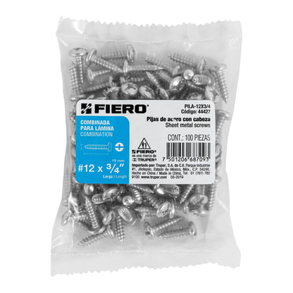 Tornillo gypsum para lamina 12 x 3/4 pulg