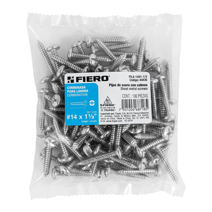 Tornillo gypsum para lamina 14 x 1-1/2 pulg