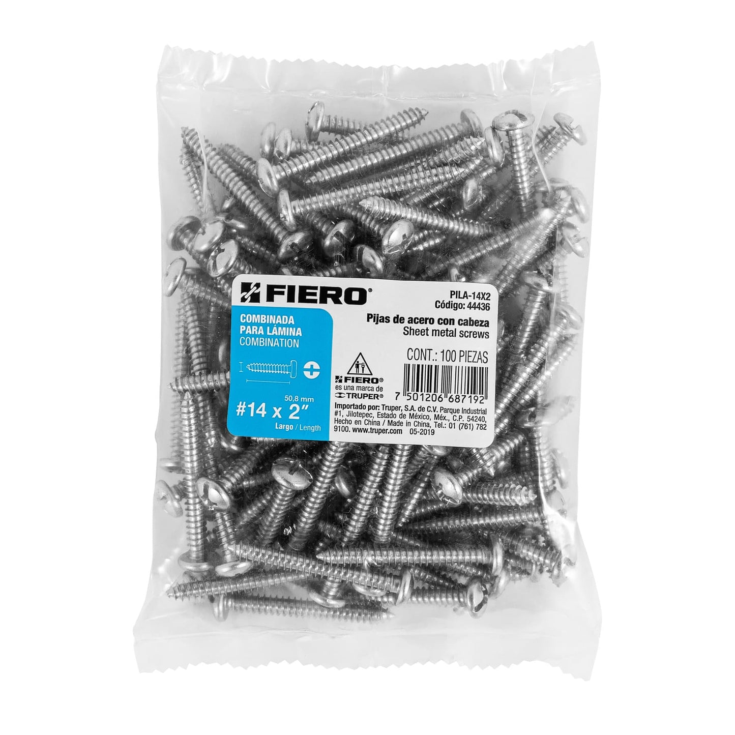 Tornillo gypsum para lamina 14 x 2 pulg