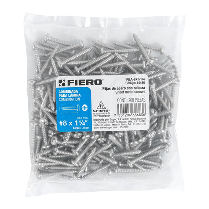 Tornillo gypsum para lamina 8 x 1-1/4 pulg