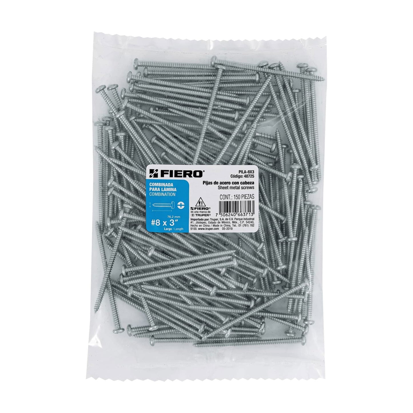 Tornillo gypsum para lamina 8 x 3 pulg