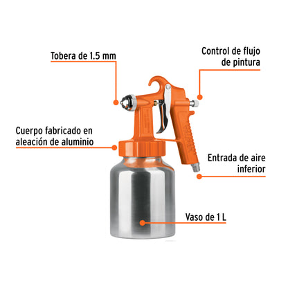 Pistola baja presión naranja entrada inferior