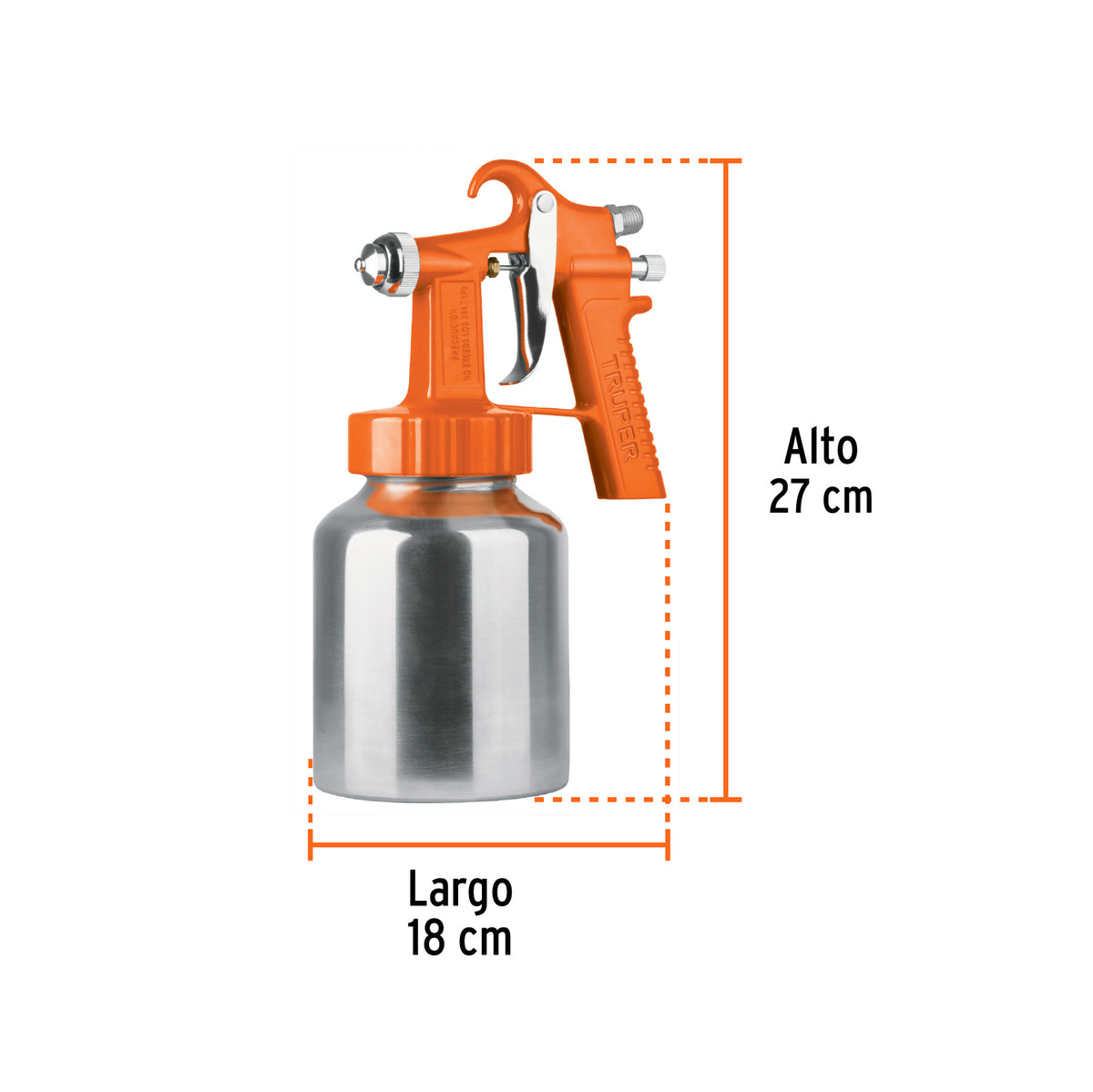 Pistola baja presión naranja entrada inferior