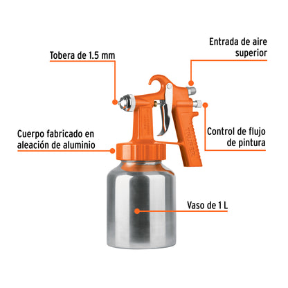Pistola baja presión naranja entrada superior
