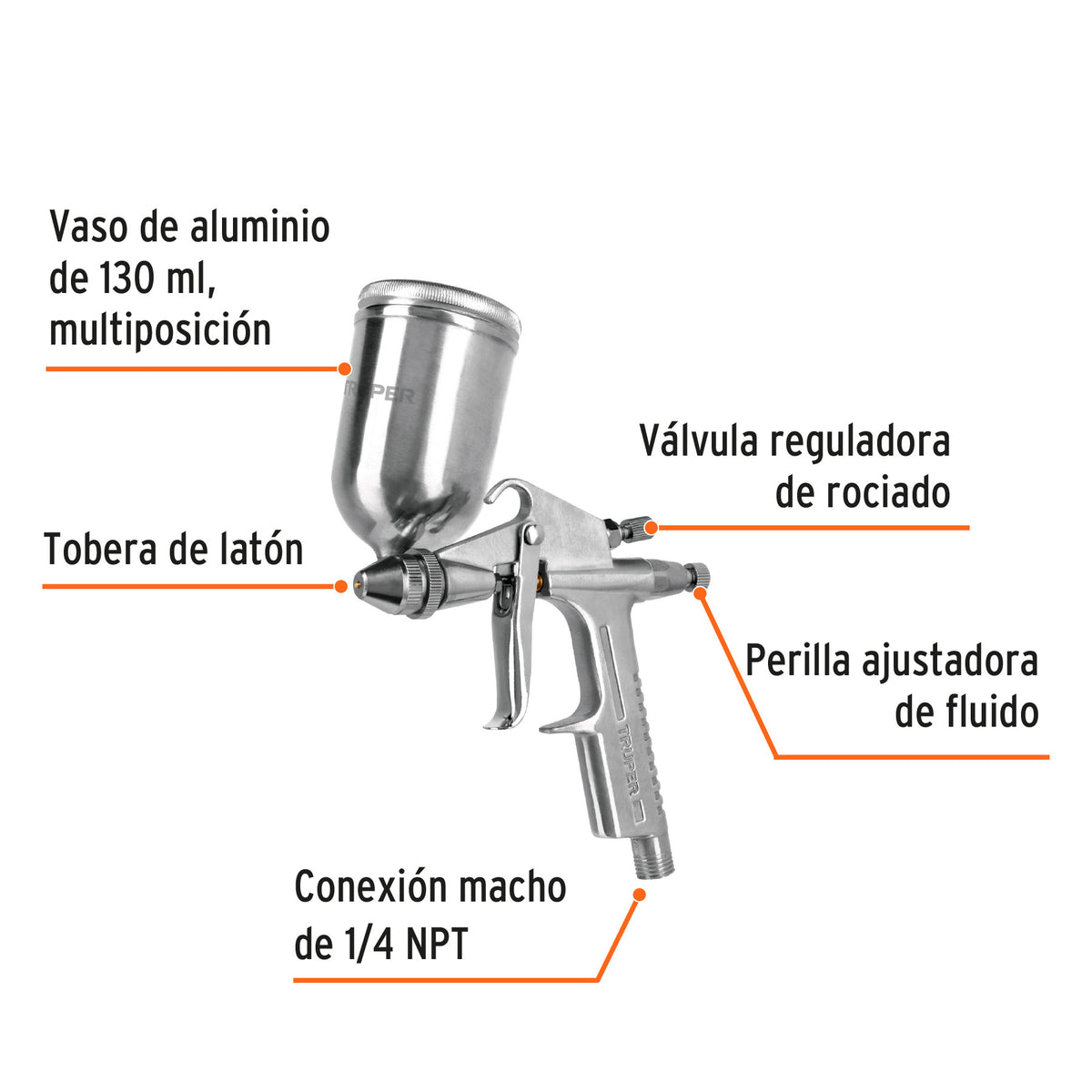 Pistola retoque LVMP 0.5 mm vaso aluminio