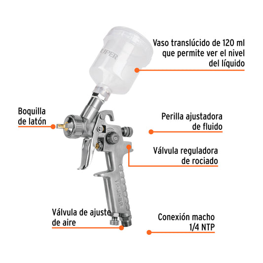 Pistola retoque gravedad HVLP 1 mm