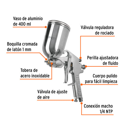 Pistola pintar LVMP 1 mm vaso aluminio