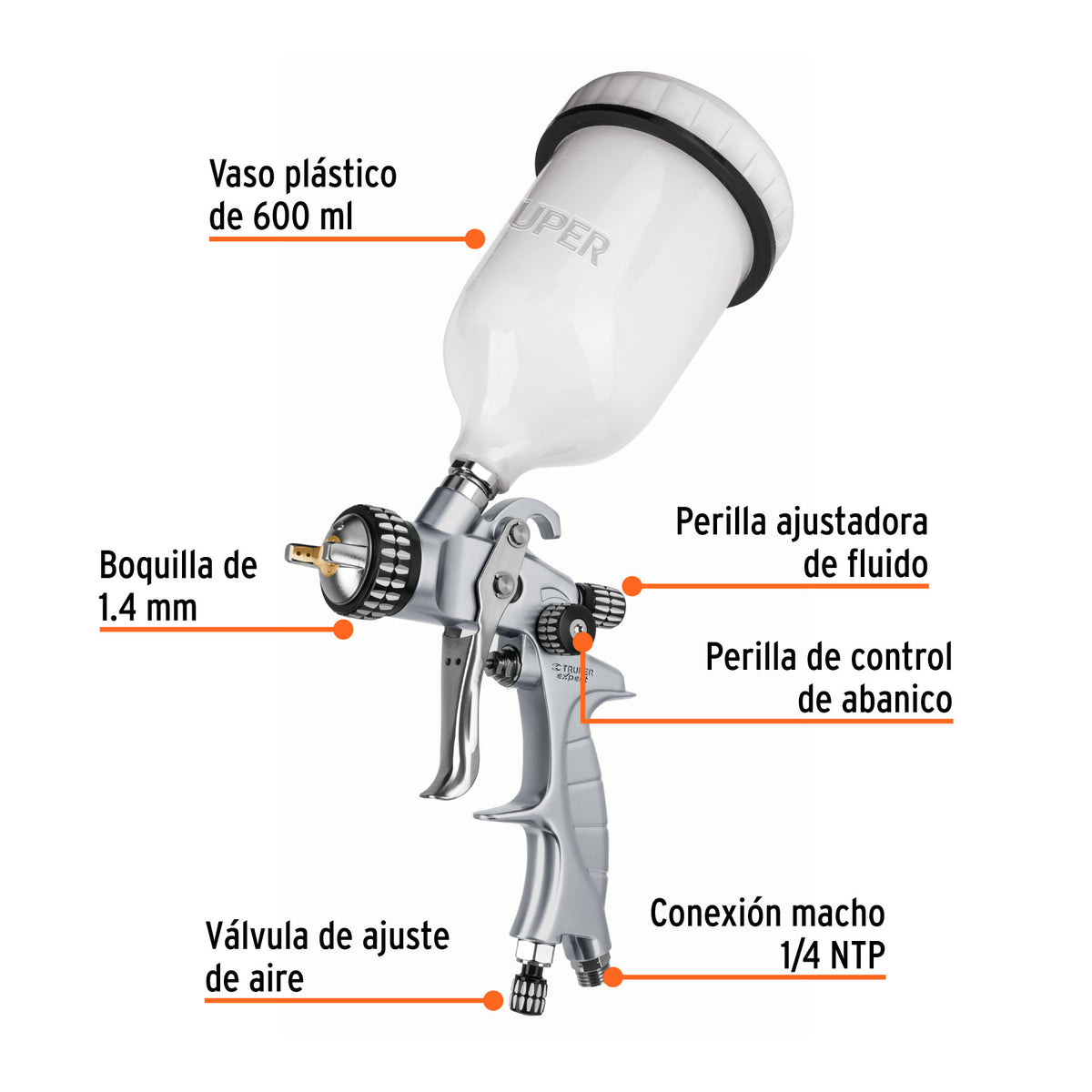 Pistola pintar LVMP 1.4 mm vaso plástico