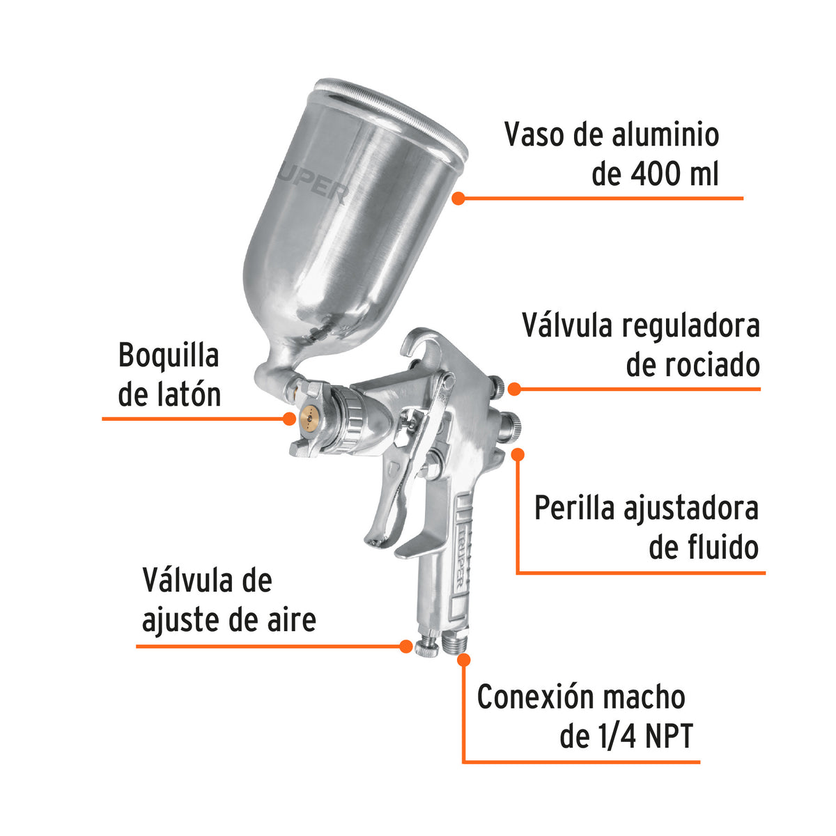Pistola pintar LVMP 1.4 mm vaso aluminio