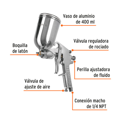 Pistola pintar LVMP 2 mm vaso aluminio
