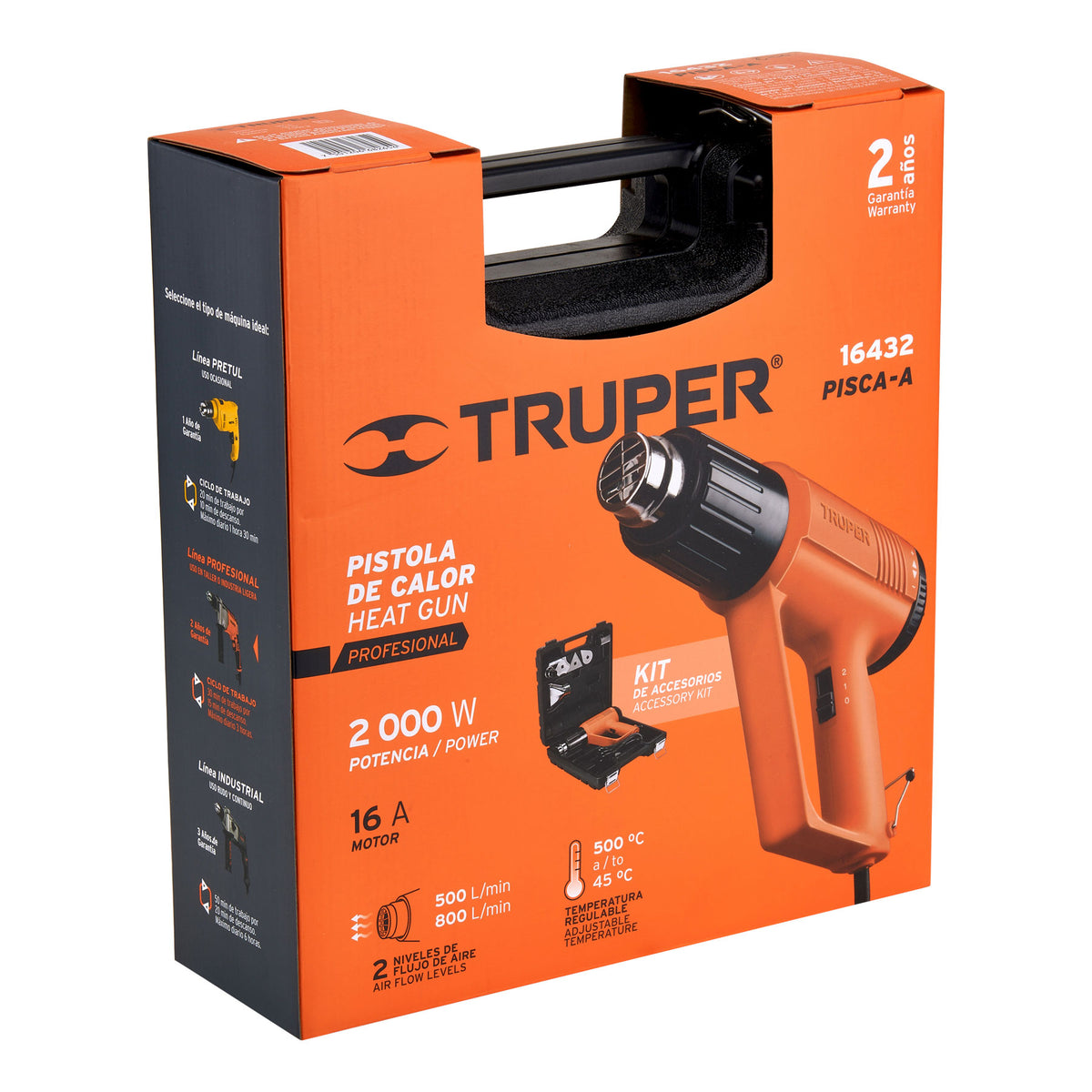 Pistola de calor 2000W con 9 accesorios - SKU 16432
