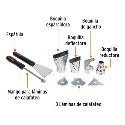 Pistola de calor 2000W con 9 accesorios - SKU 16432