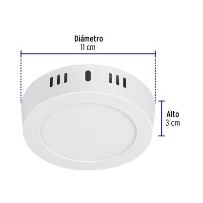 Luminario LED plafón de 6 W con luz de día redondo