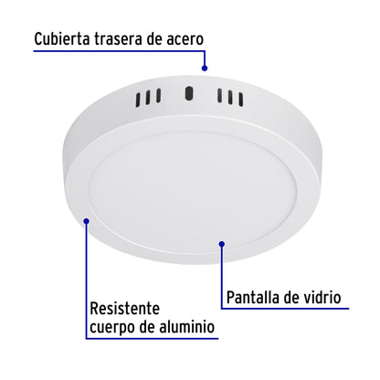 Luminario LED plafón de 12 W con luz de día redondo