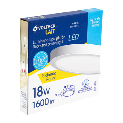 Luminario LED plafón de 18 W con luz de día redondo