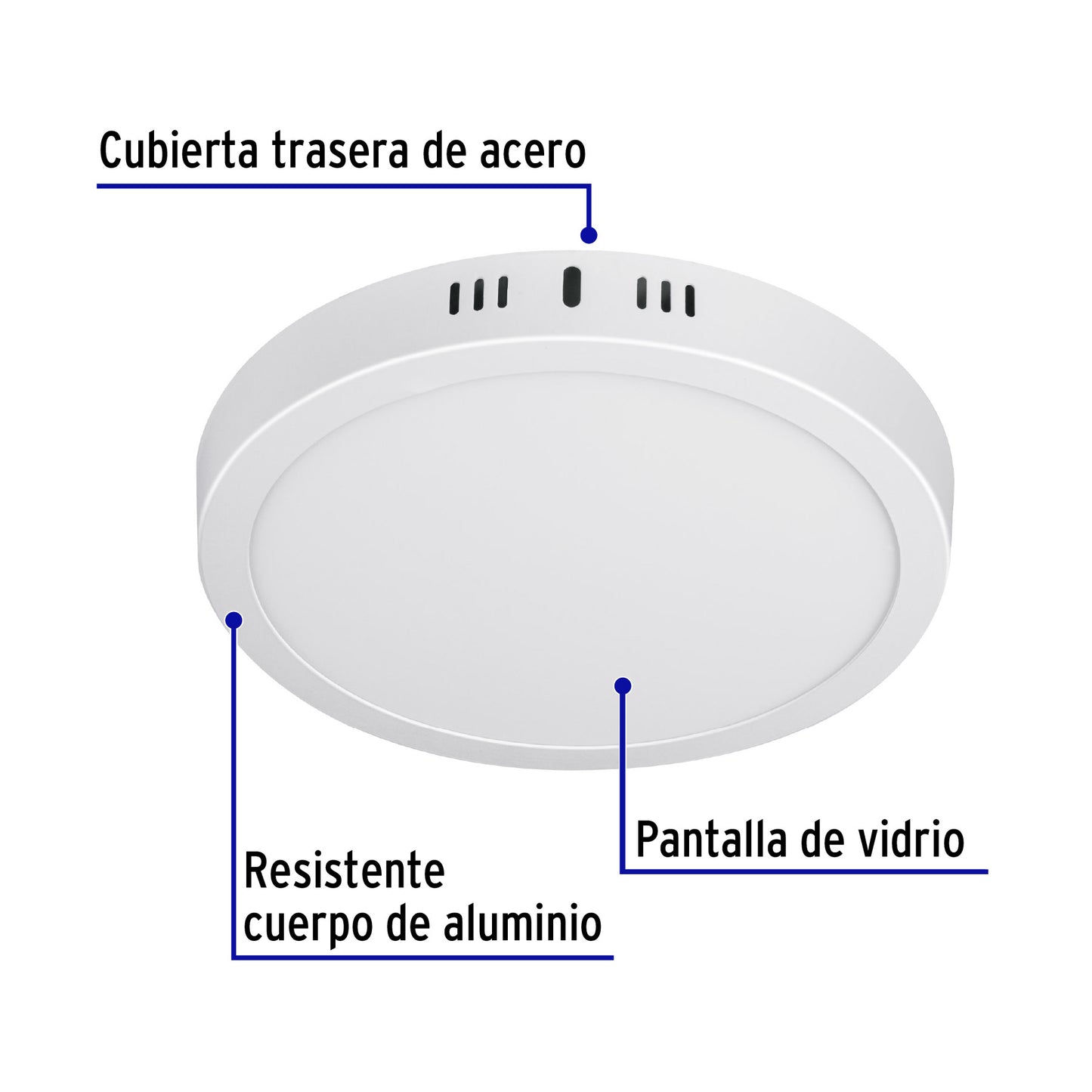 Luminario LED plafón de 18 W con luz de día redondo