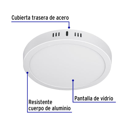Luminario LED plafón de 18 W con luz de día redondo