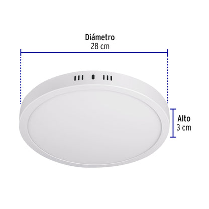 Luminario LED plafón de 24 W con luz de día redondo