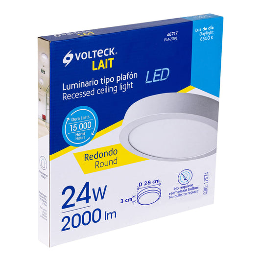 Luminario LED plafón de 24 W con luz de día redondo