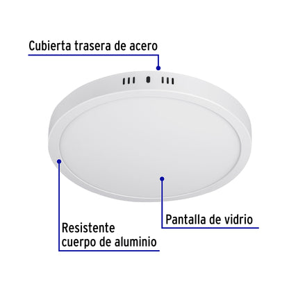 Luminario LED plafón de 24 W con luz de día redondo