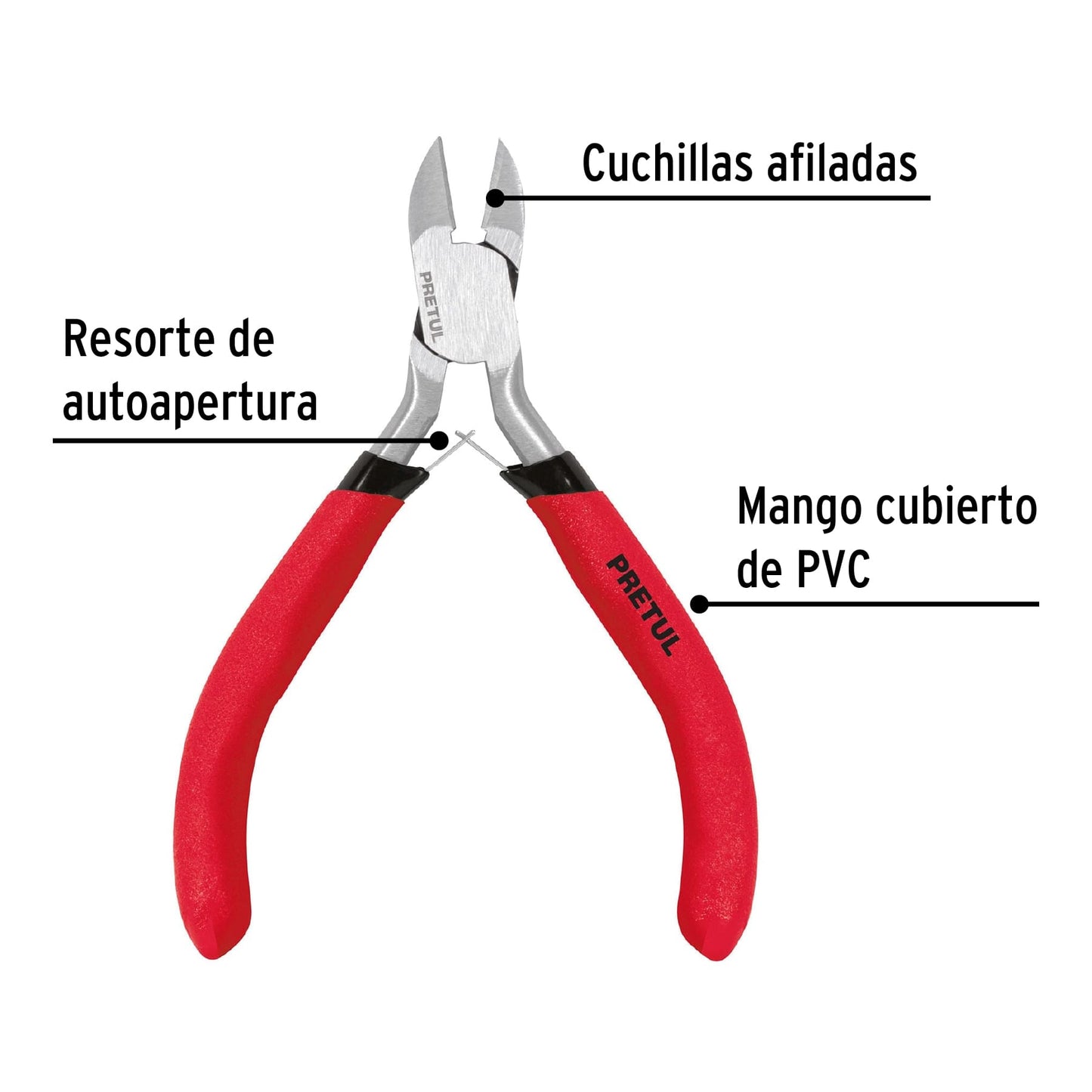 Mini pinza de corte diagonal de 4 pulgadas con cuchillas afiladas
