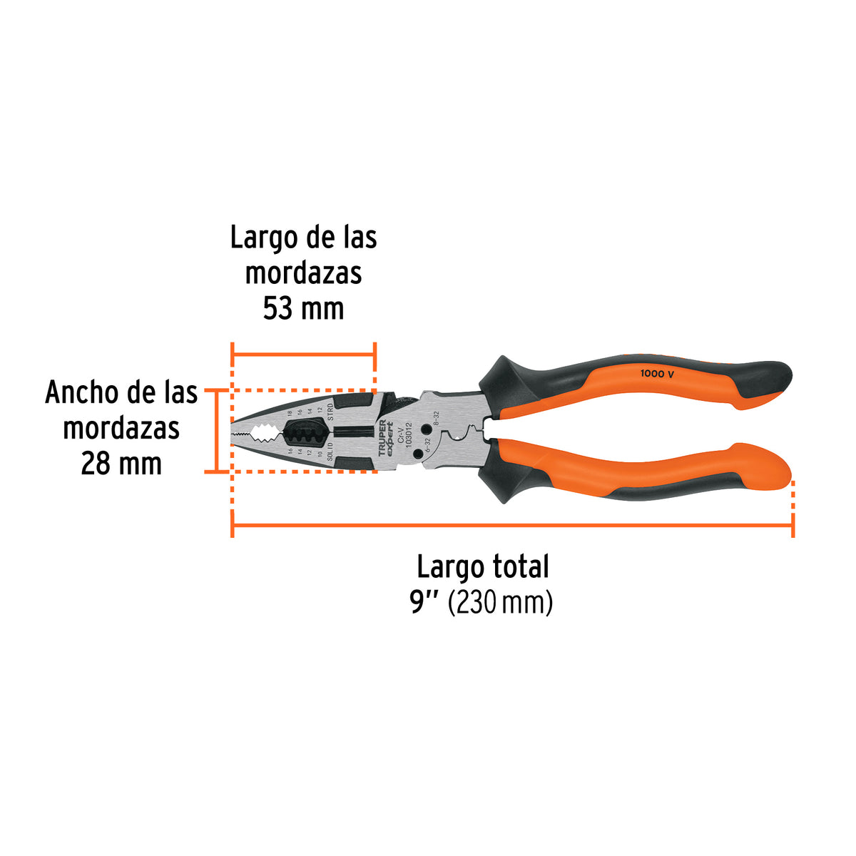 Pinza multiuso 9" electricista, comfort grip · vista 3