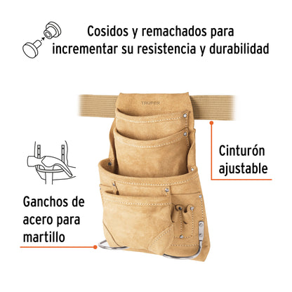 Porta herramientas de carnaza con 12 compartimentos