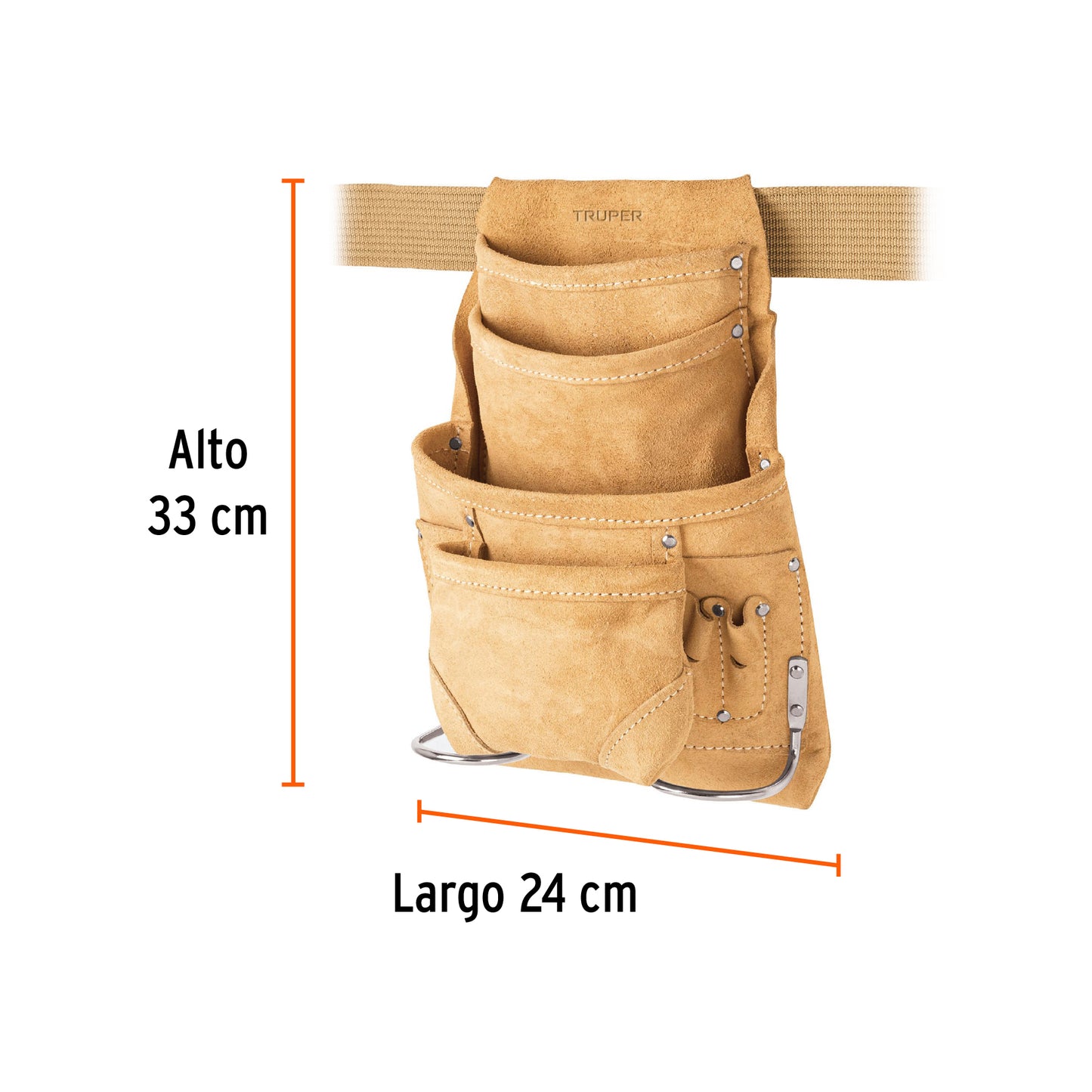 Porta herramientas de carnaza con 12 compartimentos