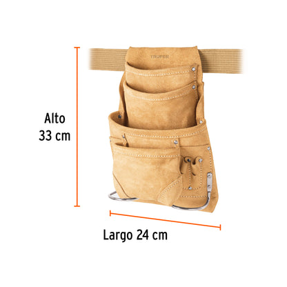 Porta herramientas de carnaza con 12 compartimentos