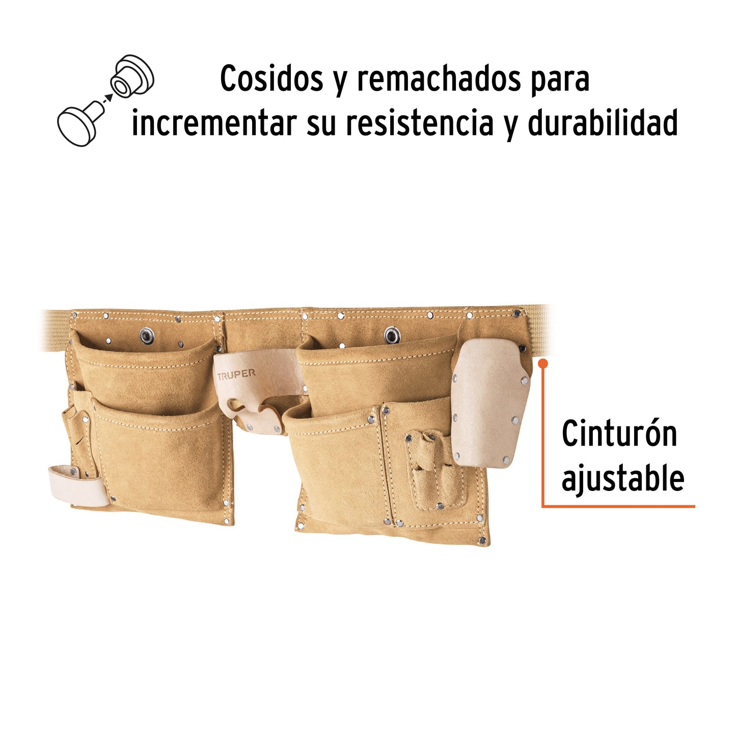 Porta herramientas de carnaza con 13 compartimentos