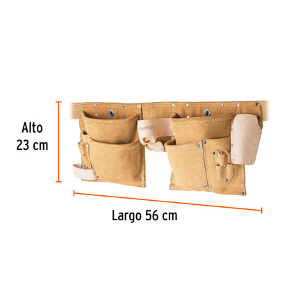 Porta herramientas de carnaza con 13 compartimentos