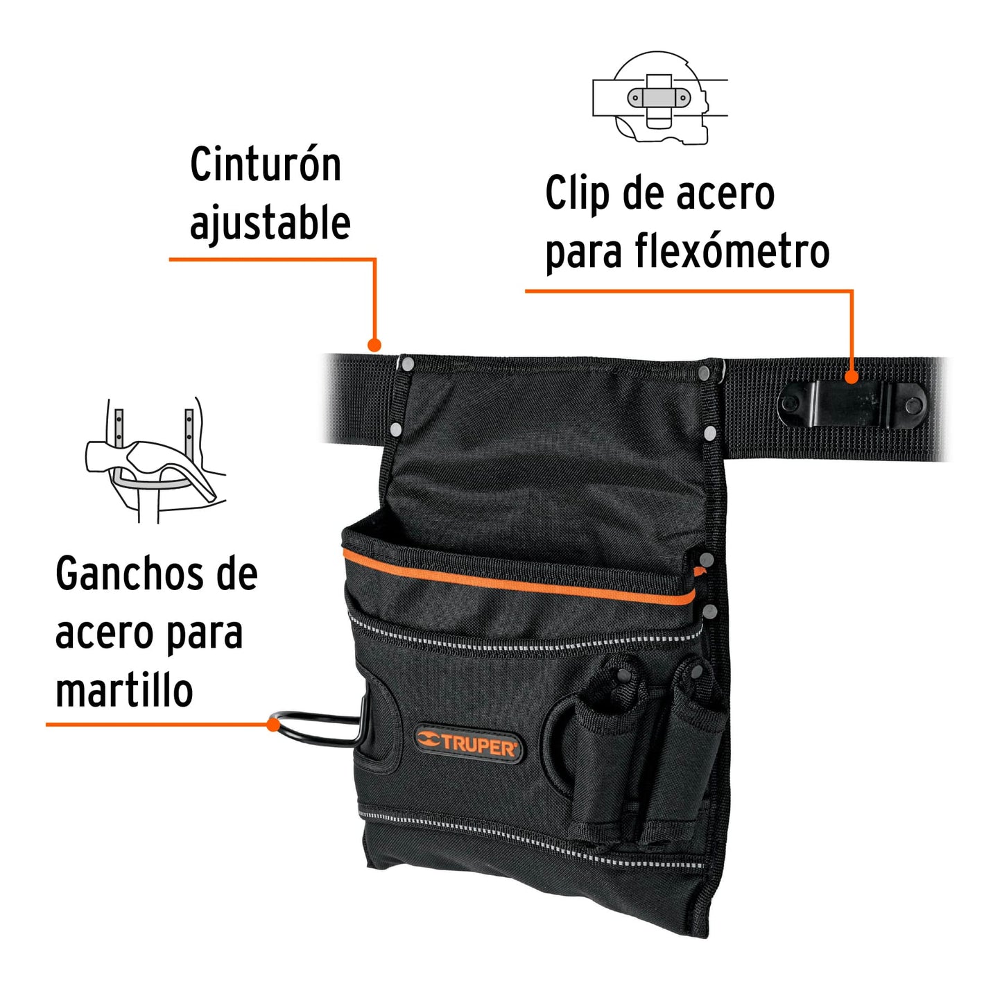 Porta herramientas de poliéster 5 compartimentos