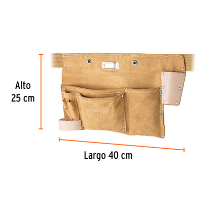 Porta herramientas de carnaza con 9 compartimentos