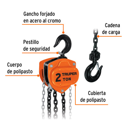 Polipasto de cadena de 2 toneladas