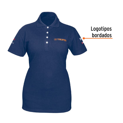 Playera polo para mujer color azul en talla M con tejido piqué