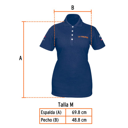 Playera polo para mujer color azul en talla M con tejido piqué