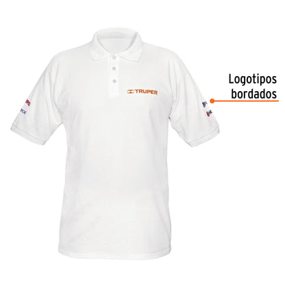 Playera polo para hombre color blanco en talla G con tejido piqué