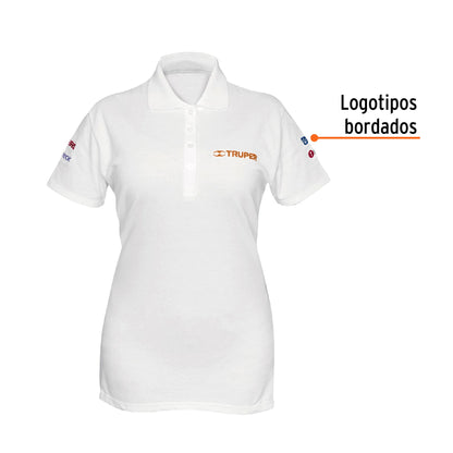 Playera polo para mujer color blanco en talla CH con tejido piqué