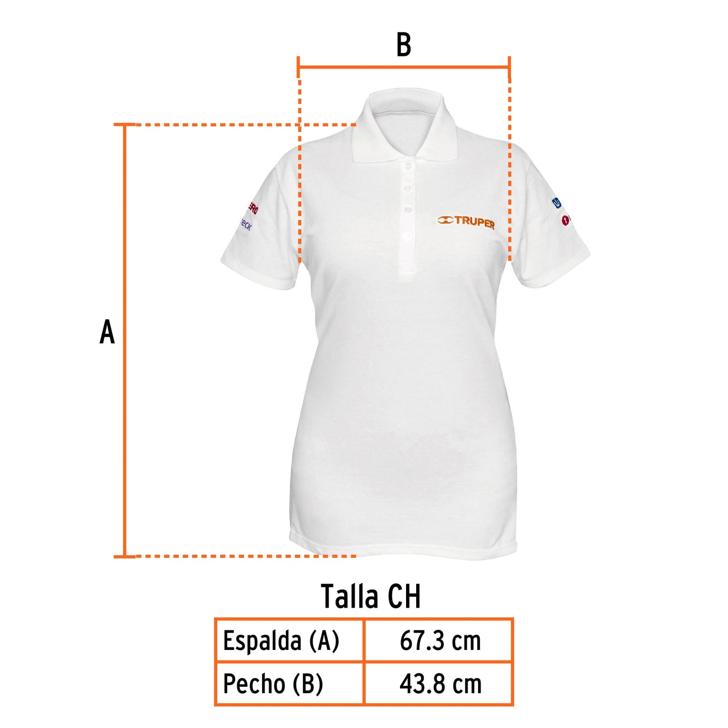 Playera polo para mujer color blanco en talla CH con tejido piqué